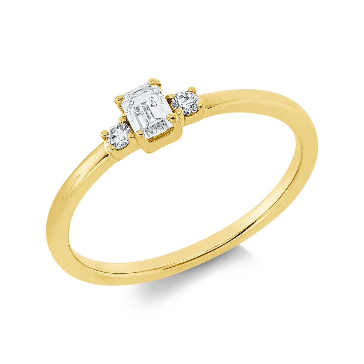 diamond full cut  solitaire with accent stones ring in yellow gold