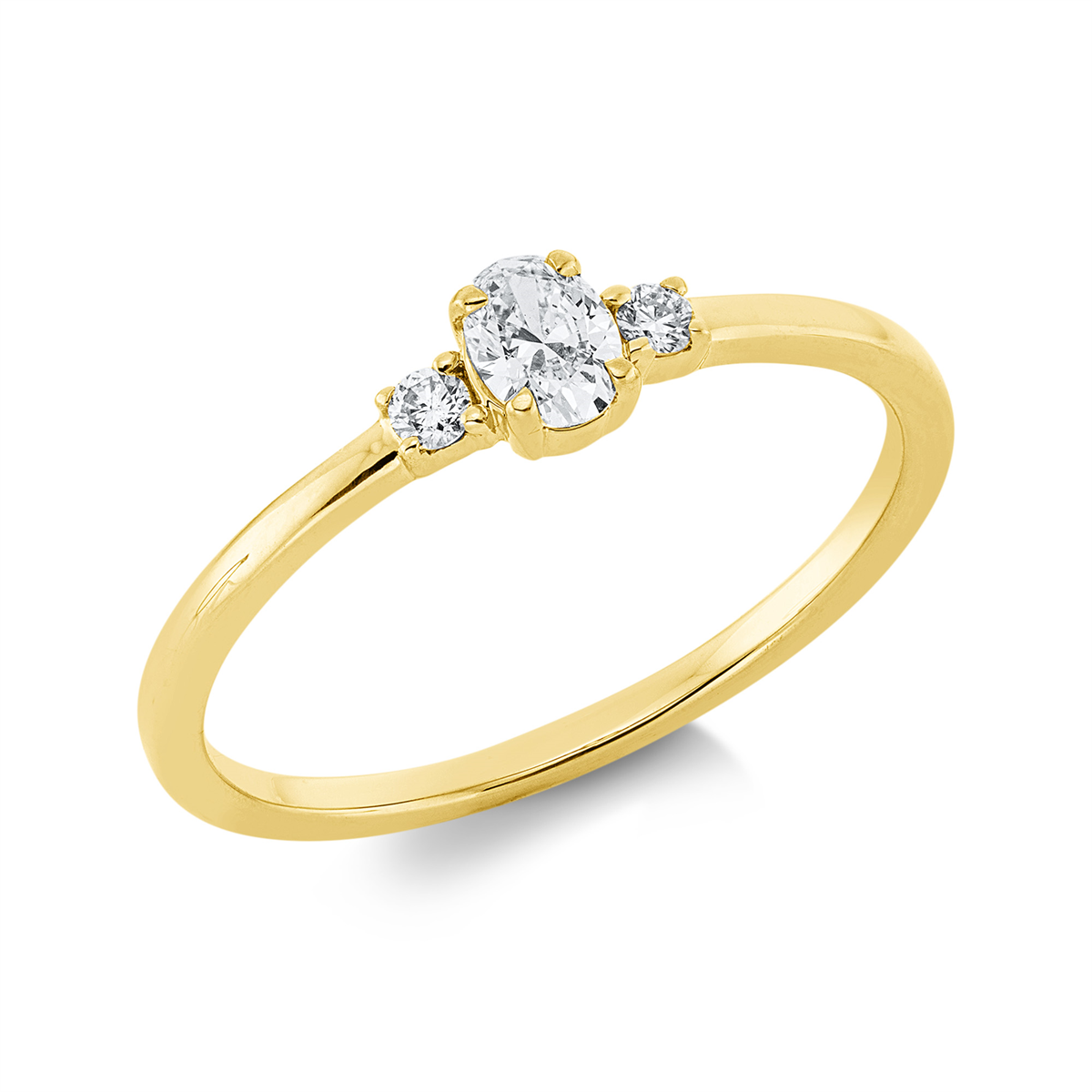 diamond full cut  solitaire with accent stones ring in yellow gold