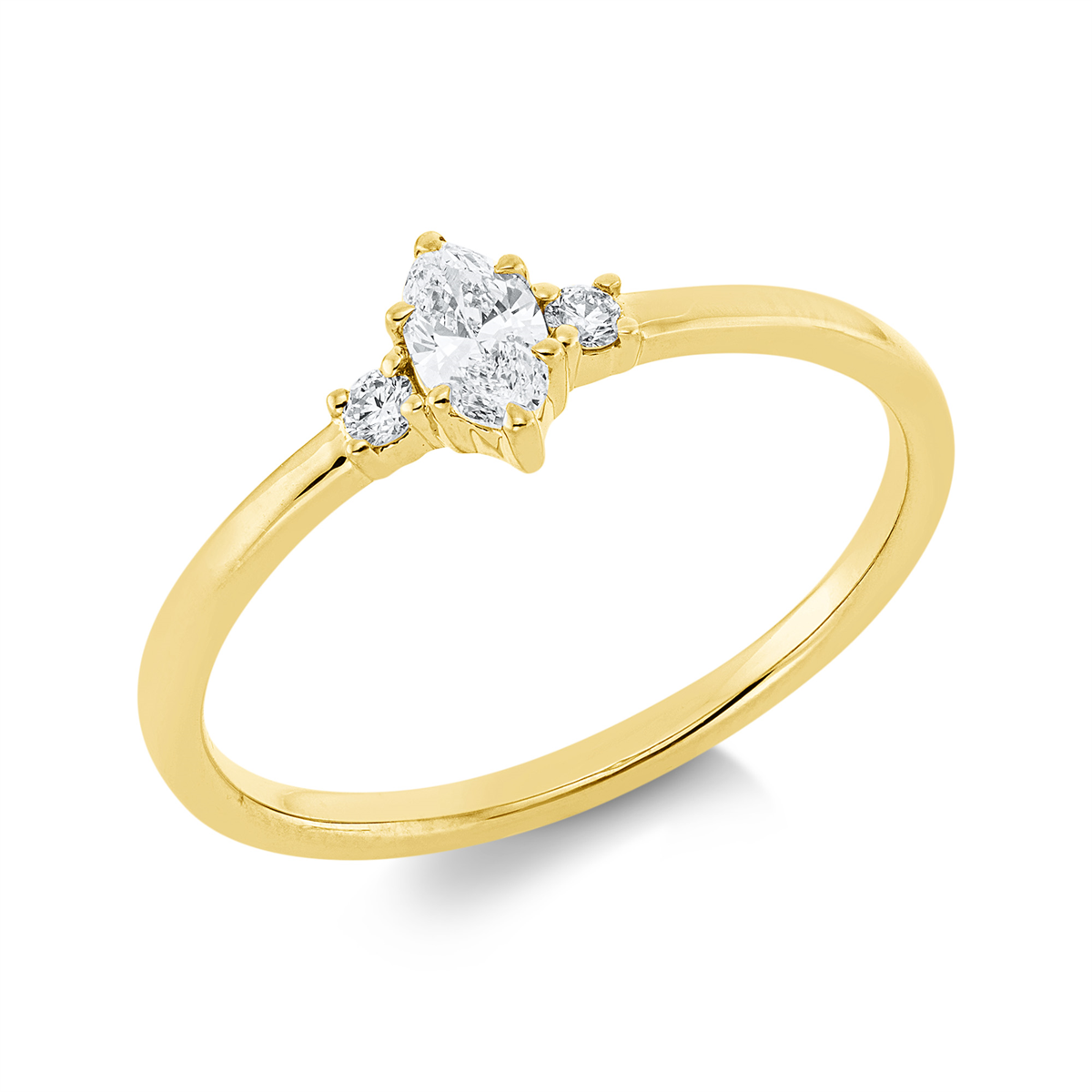 diamond full cut  solitaire with accent stones ring in yellow gold