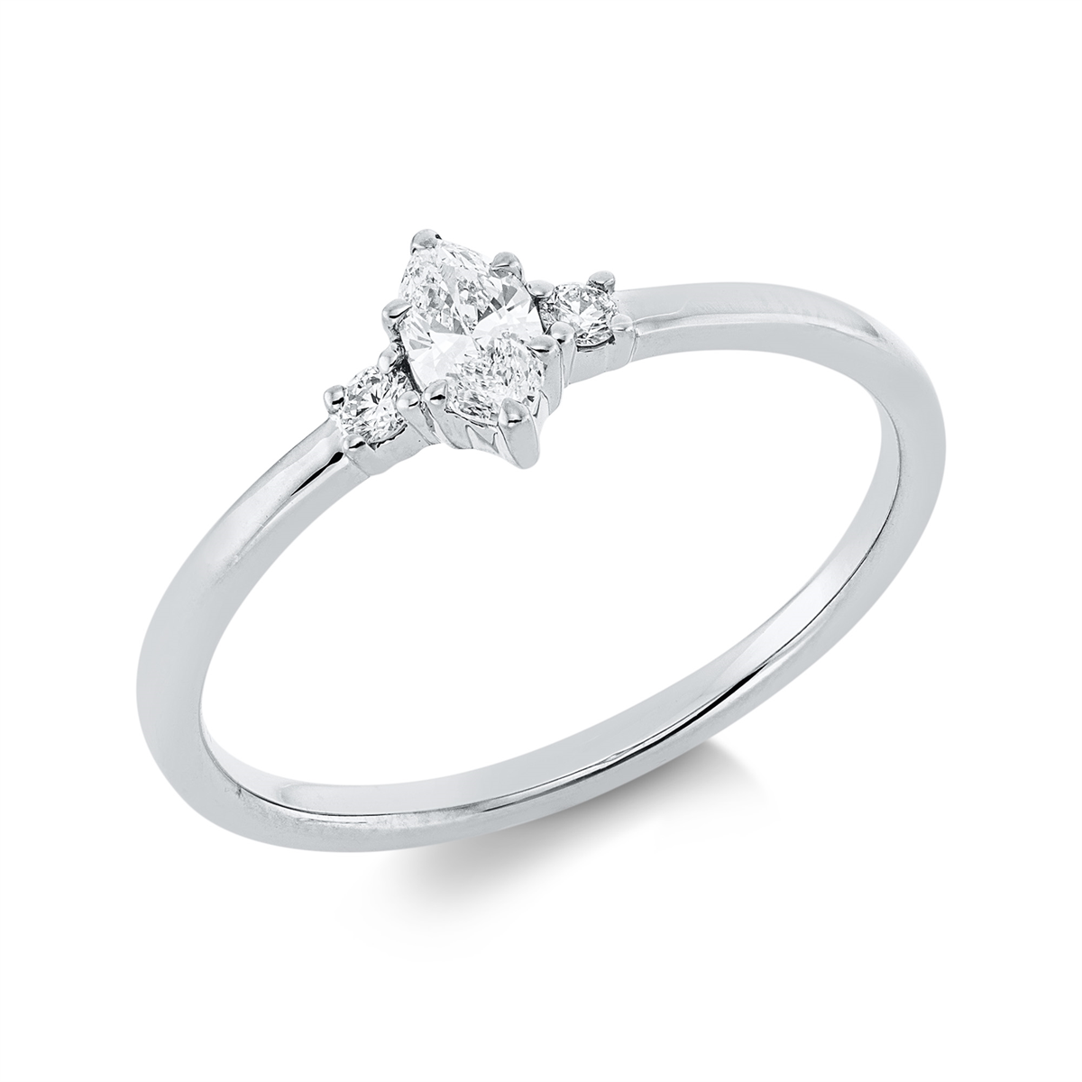 diamond full cut  solitaire with accent stones ring in white gold