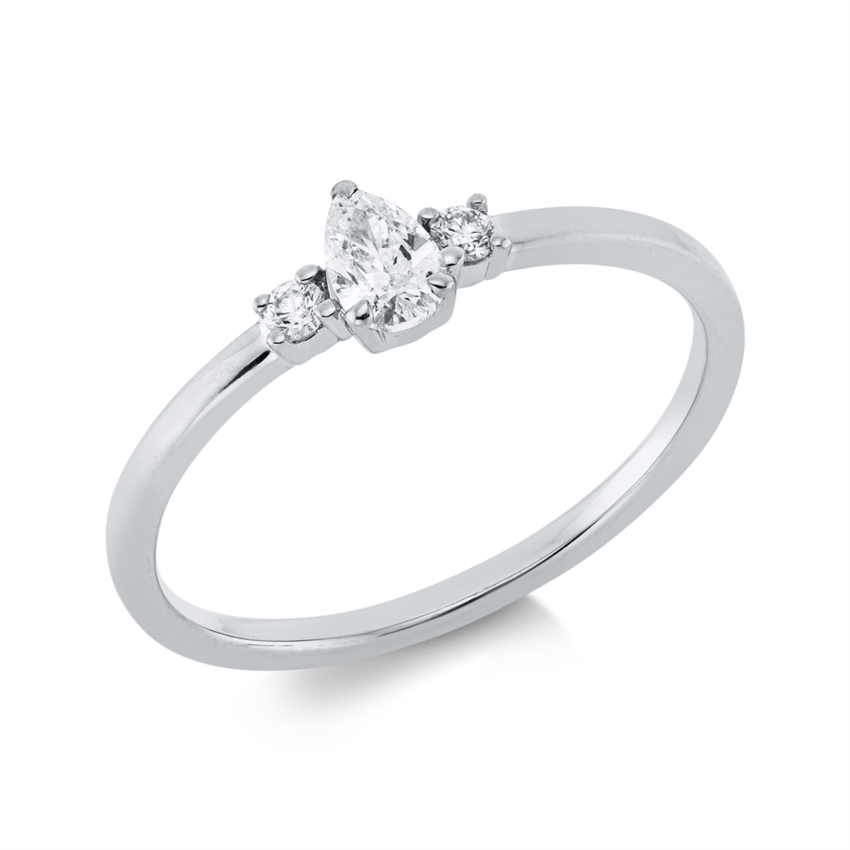 diamond full cut  solitaire with accent stones ring in white gold