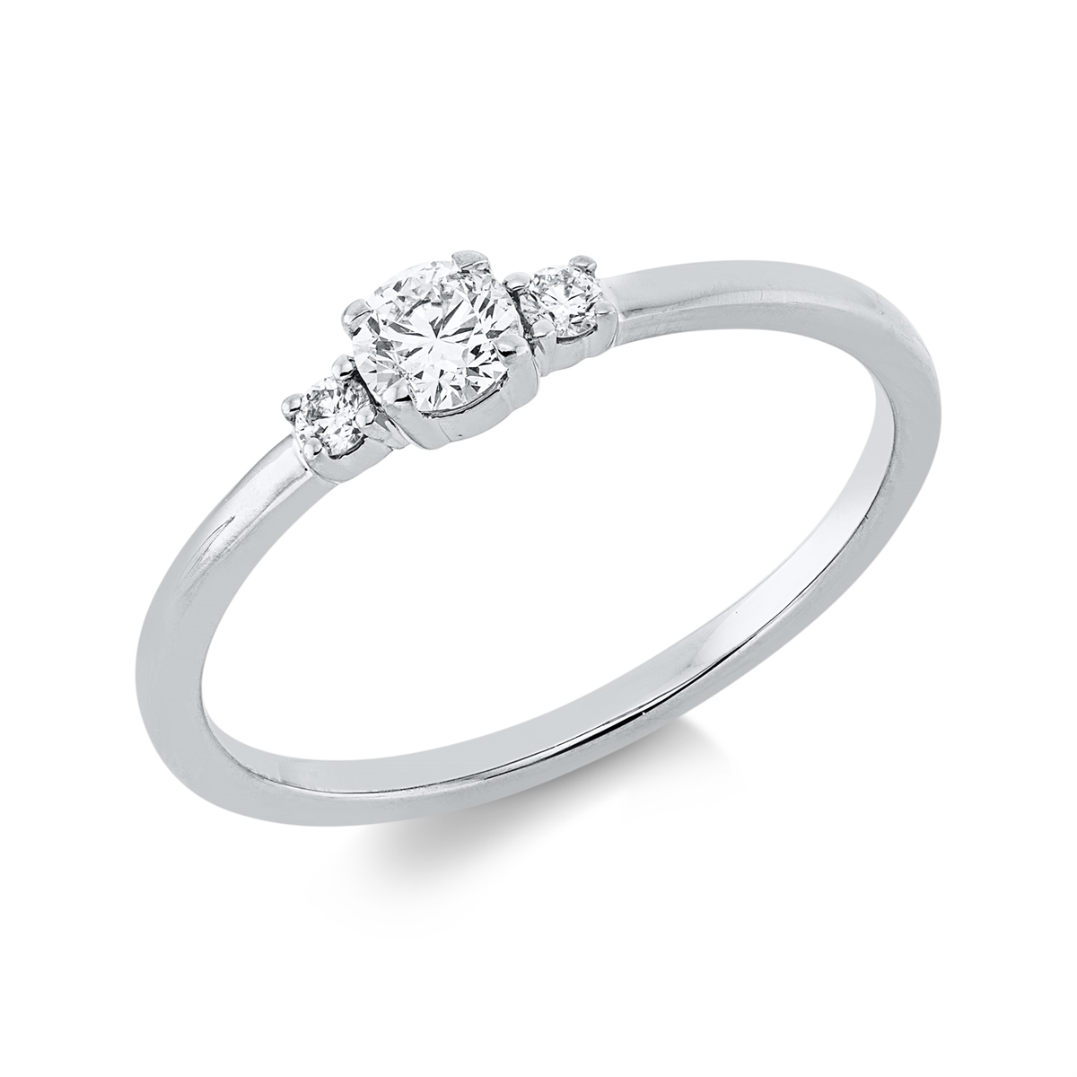 diamond full cut  solitaire with accent stones ring in white gold