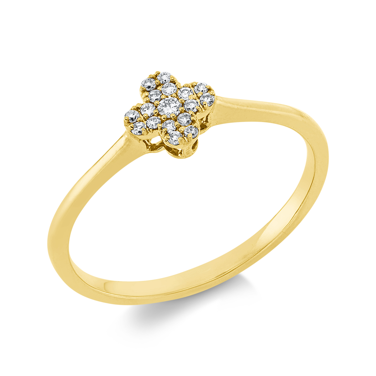 diamond full cut  illusion classic ring in yellow gold