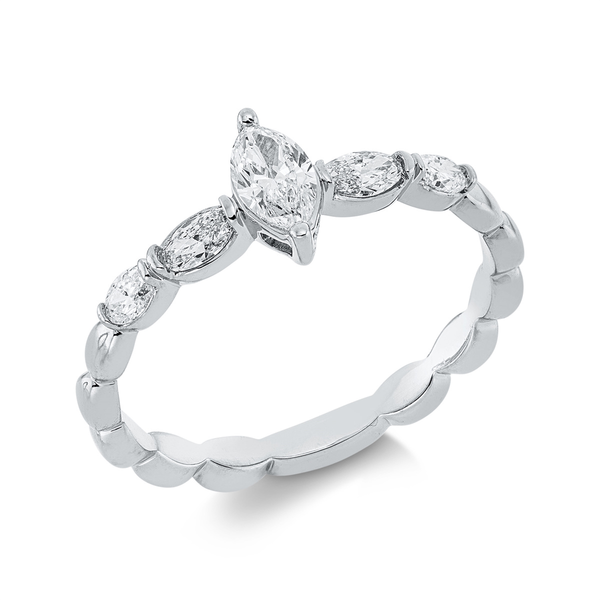 marquise  solitaire ring in white gold