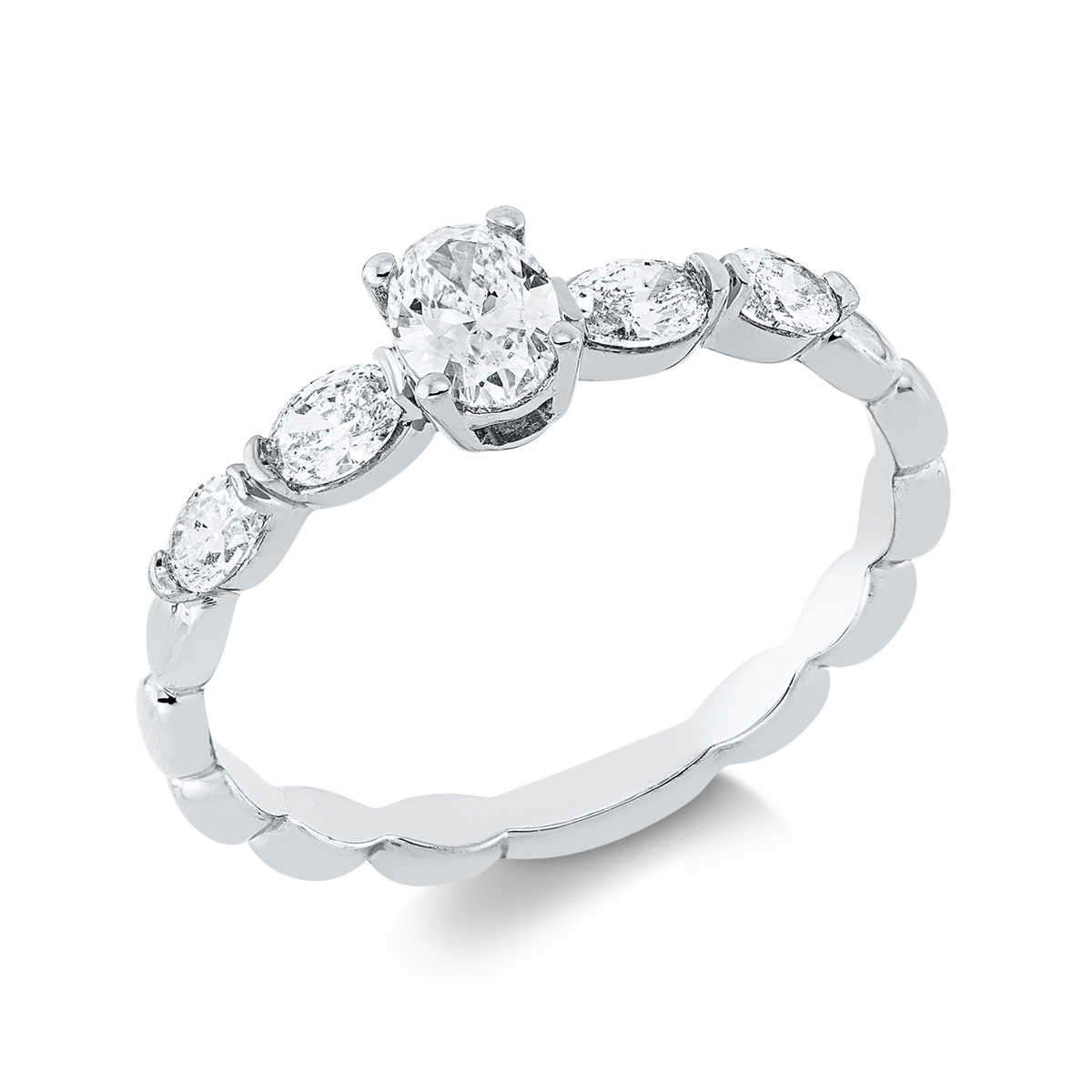 oval  solitaire ring in white gold