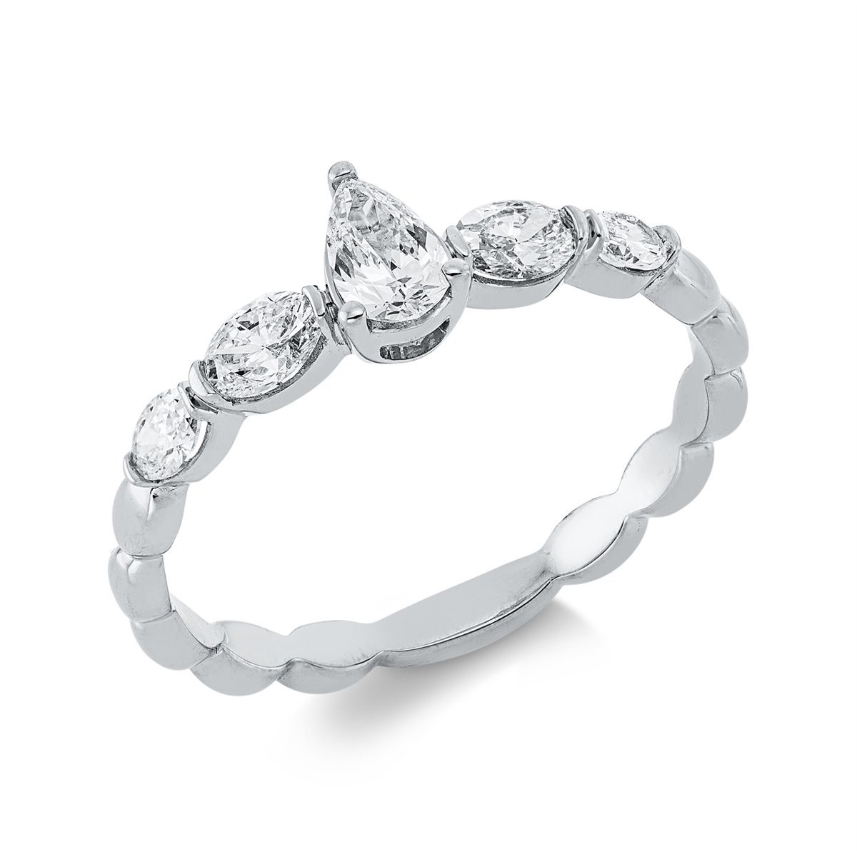 oval  solitaire ring in white gold