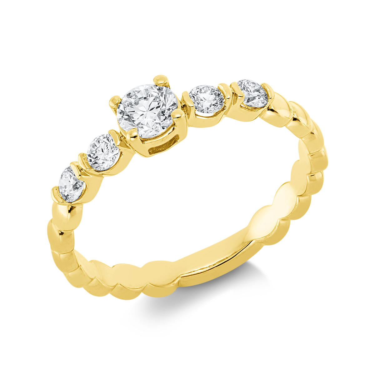 diamond full cut  solitaire ring in yellow gold