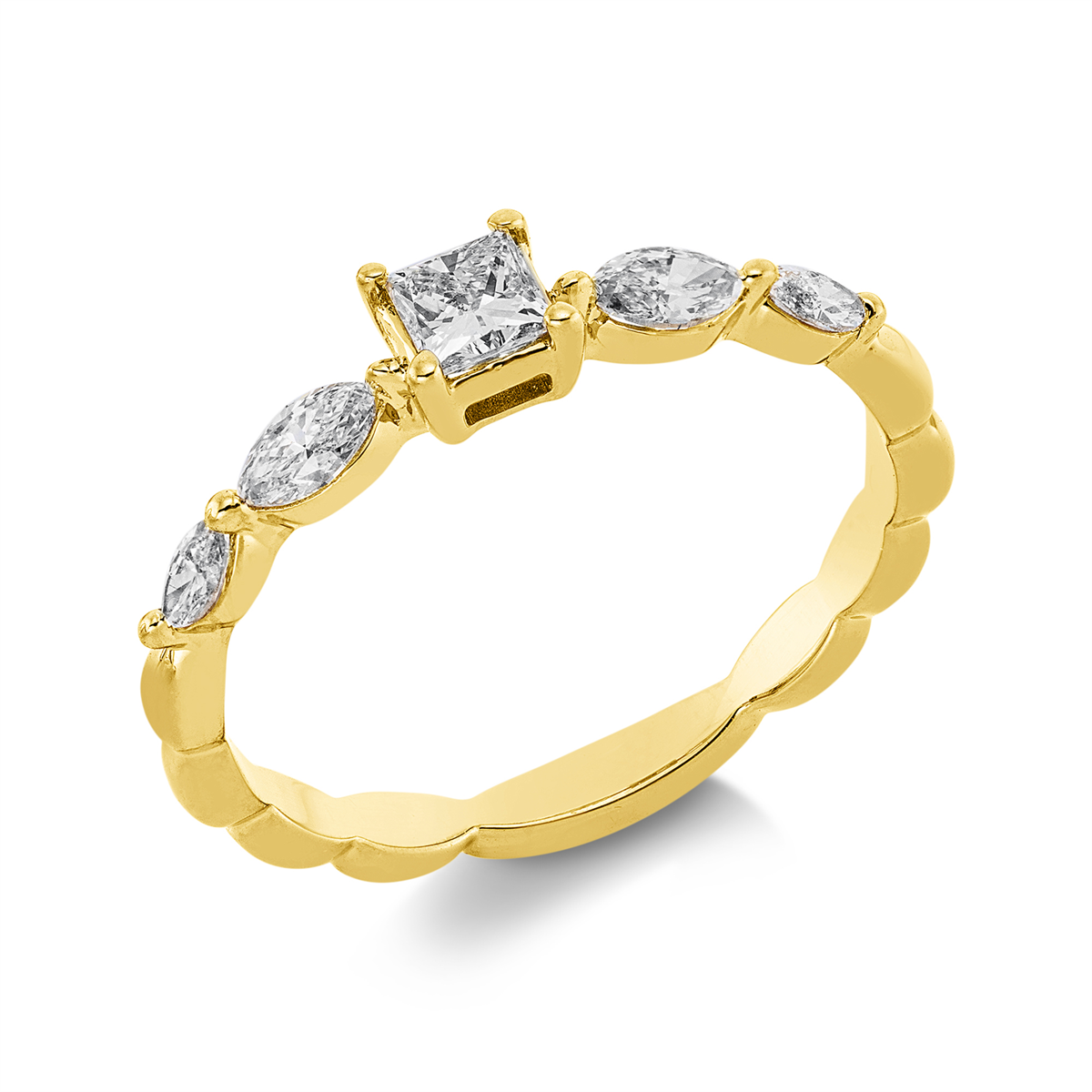 marquise  solitaire ring in yellow gold