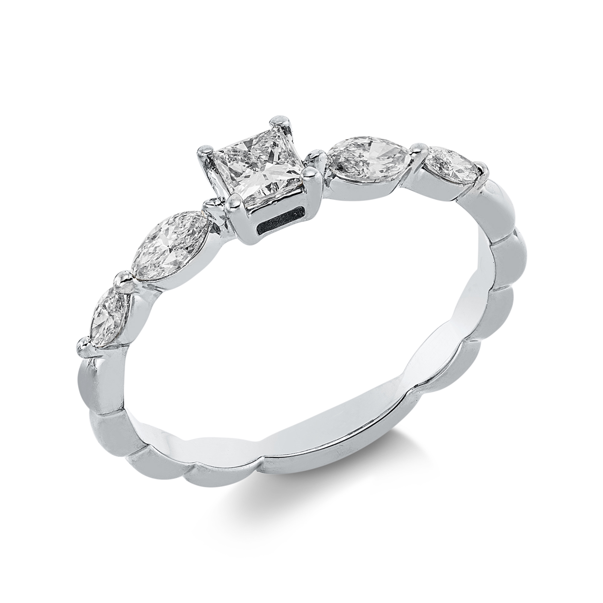princess  solitaire ring in white gold