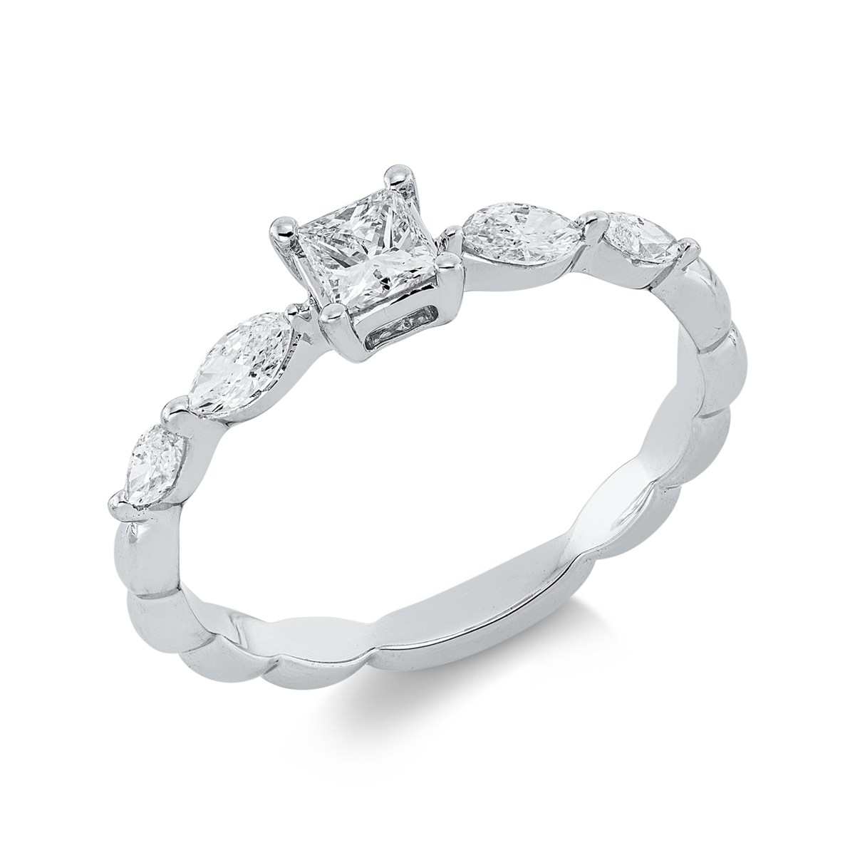 marquise  solitaire ring in white gold