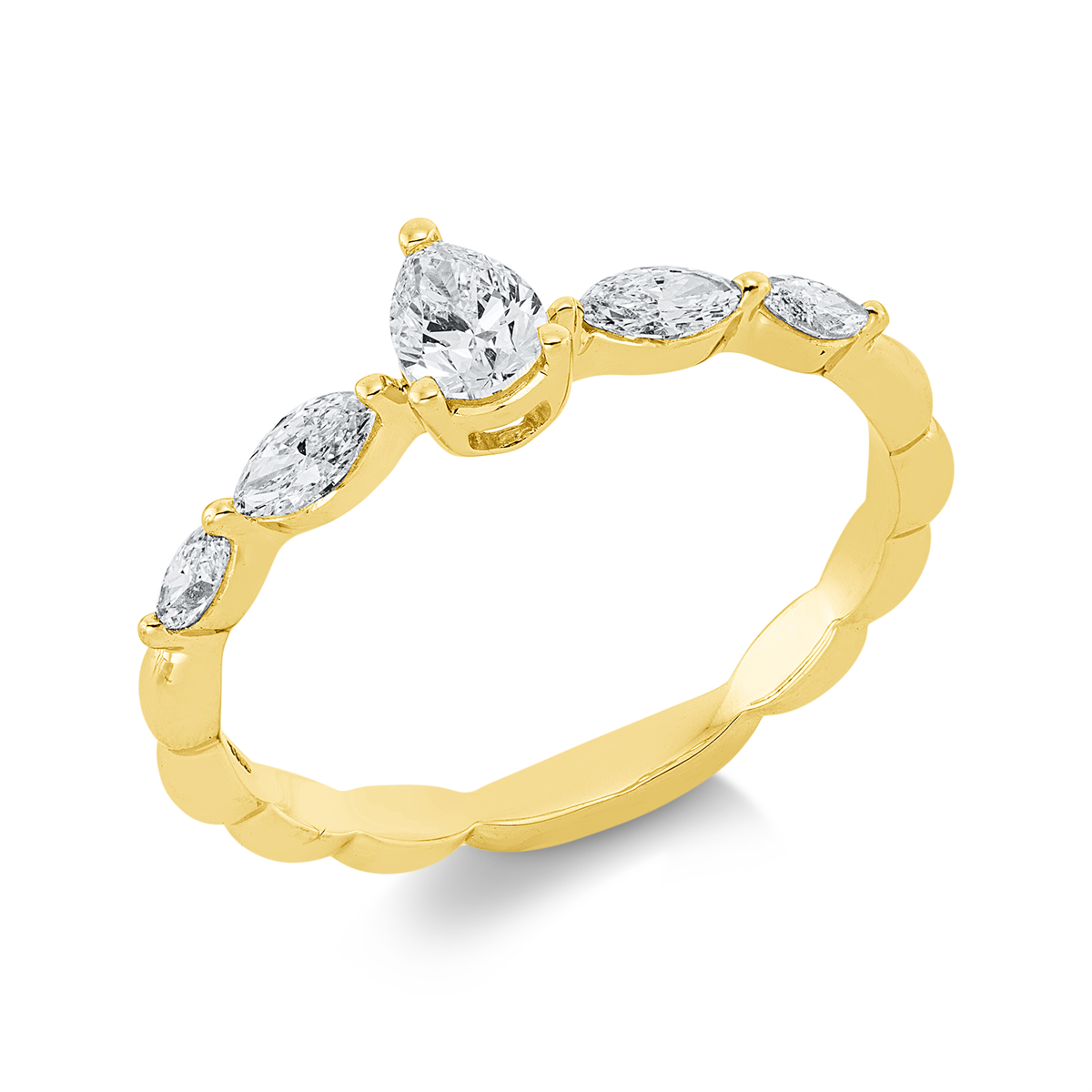 marquise  solitaire ring in yellow gold