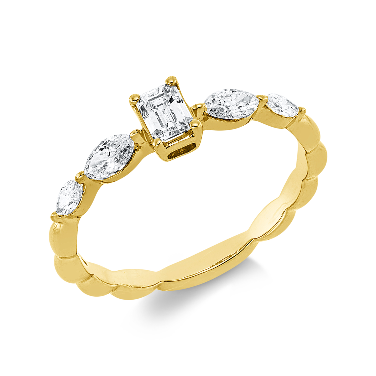 marquise  solitaire ring in yellow gold