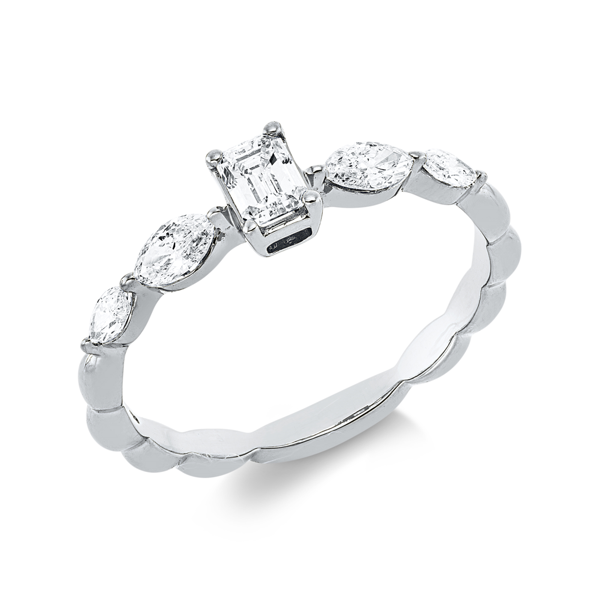 marquise  solitaire ring in white gold