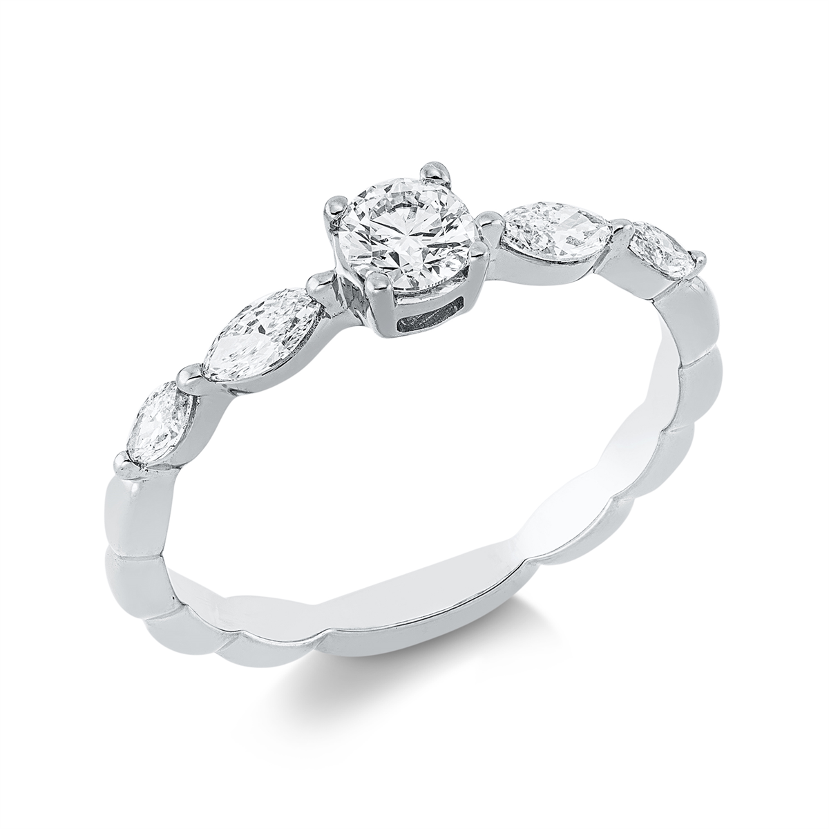 marquise  solitaire ring in white gold