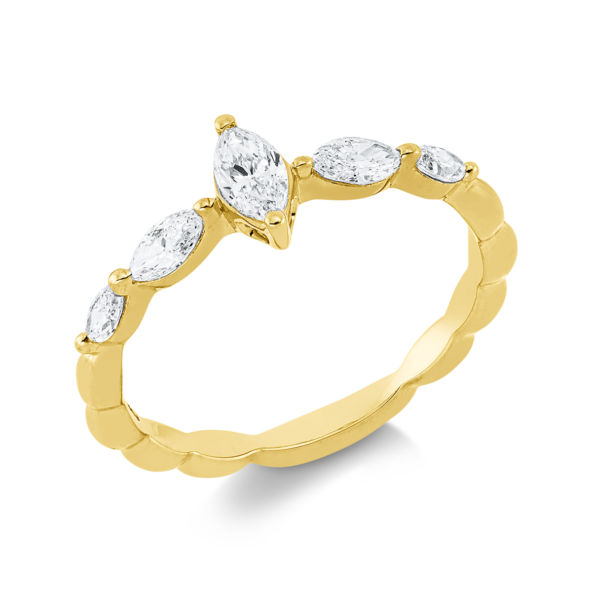 marquise  solitaire ring in yellow gold