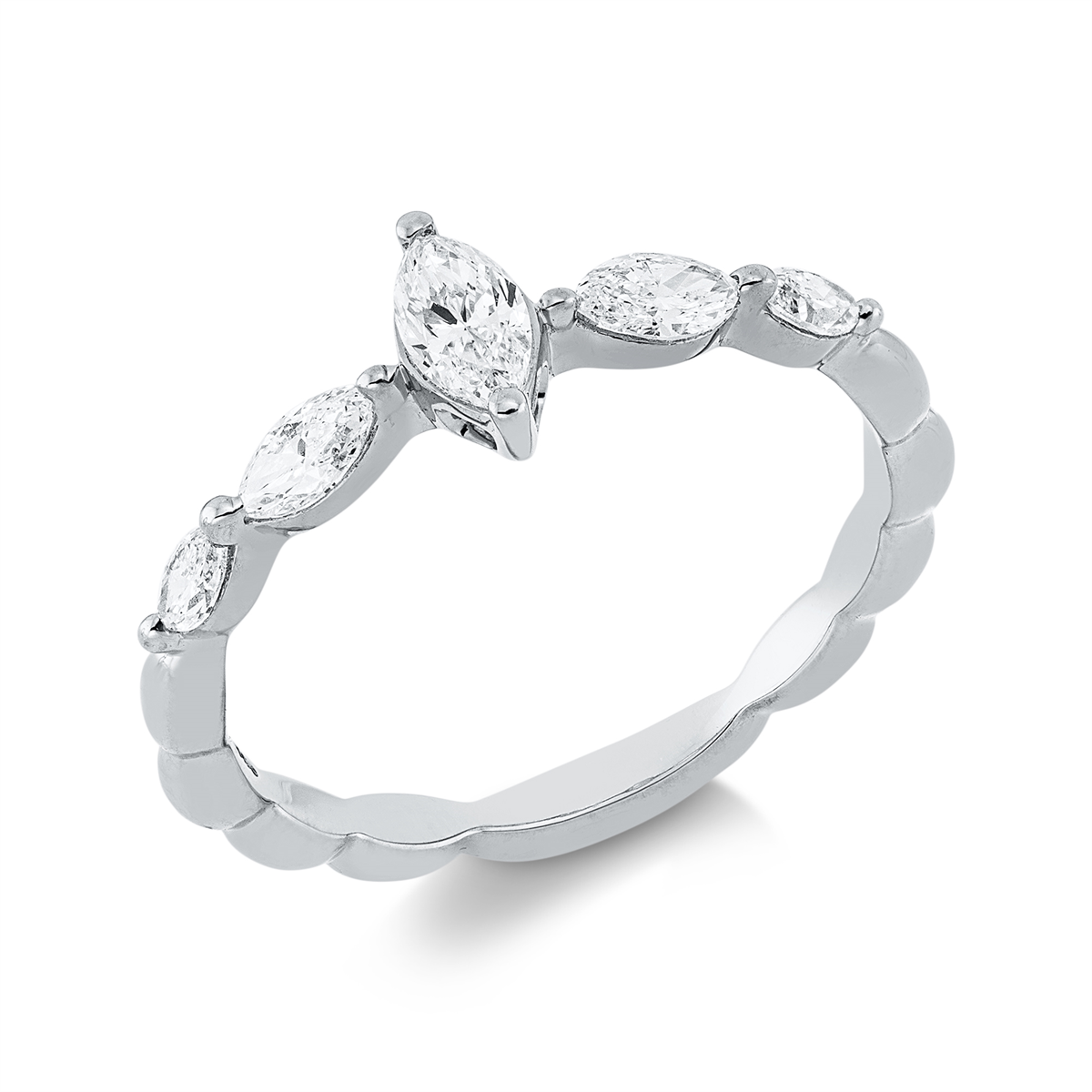 marquise  solitaire ring in white gold