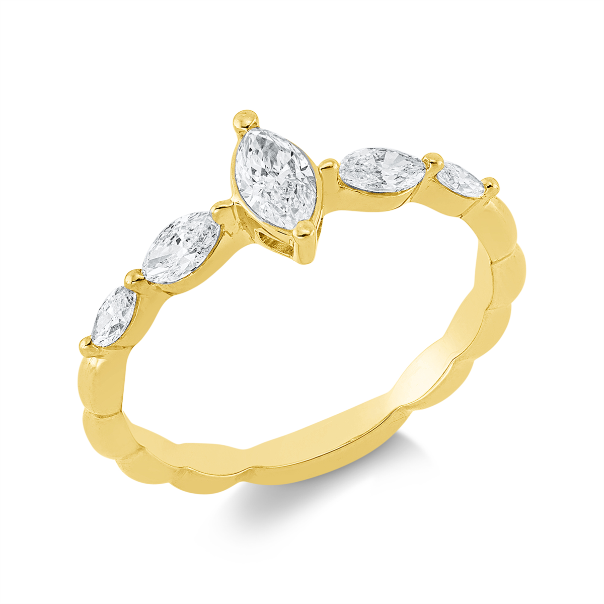 marquise  solitaire ring in yellow gold