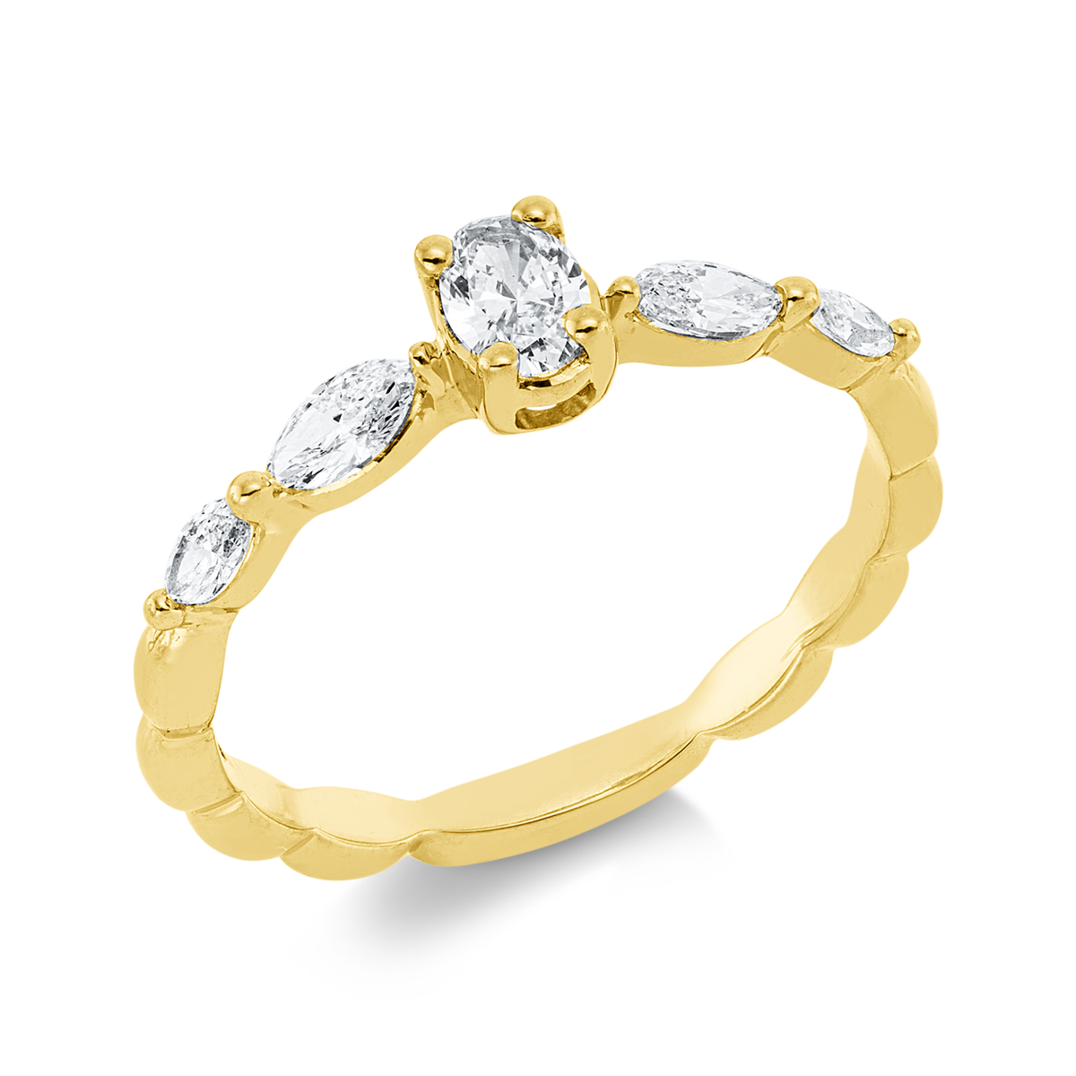 marquise  solitaire ring in yellow gold