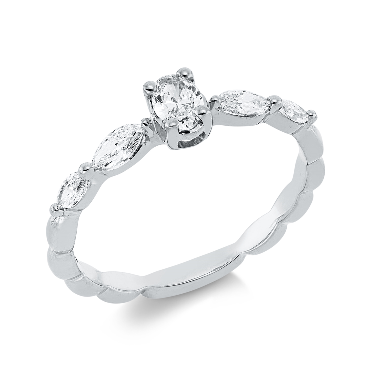 marquise  solitaire ring in white gold