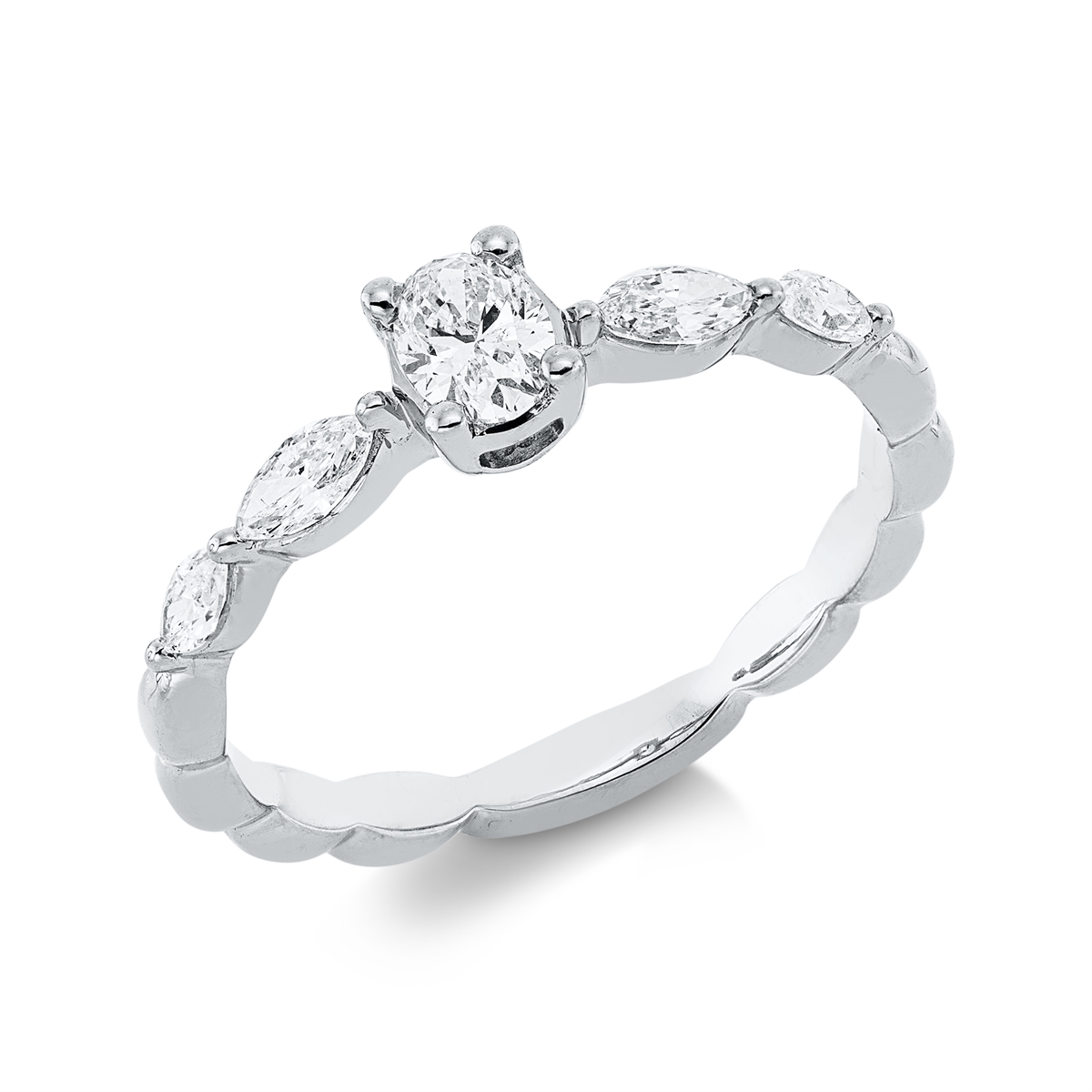 marquise  solitaire ring in white gold