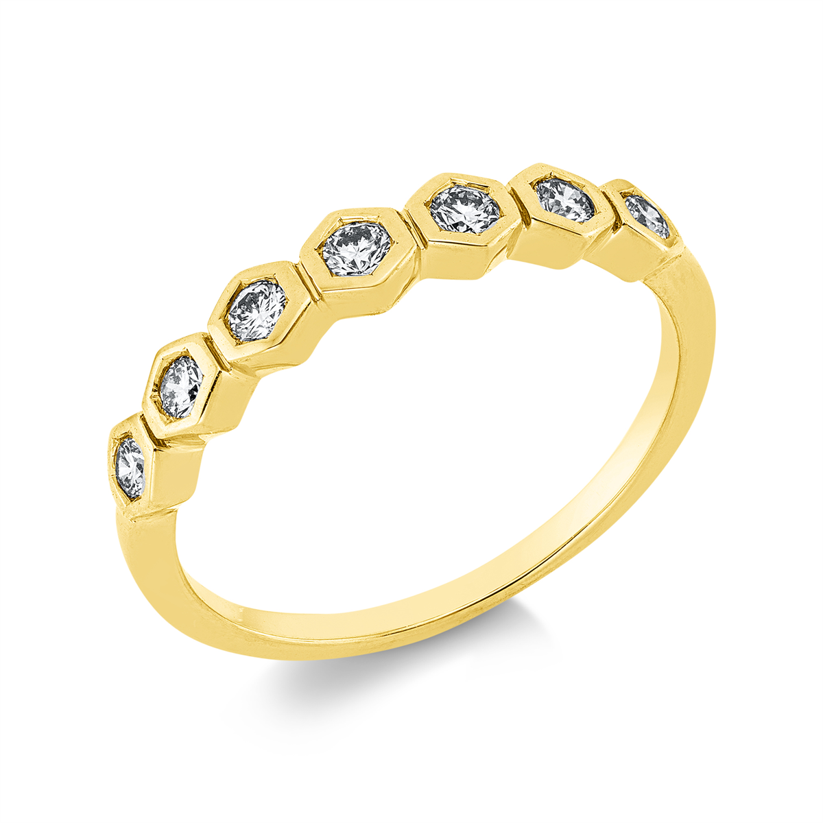 diamond full cut  modern woman ring in yellow gold