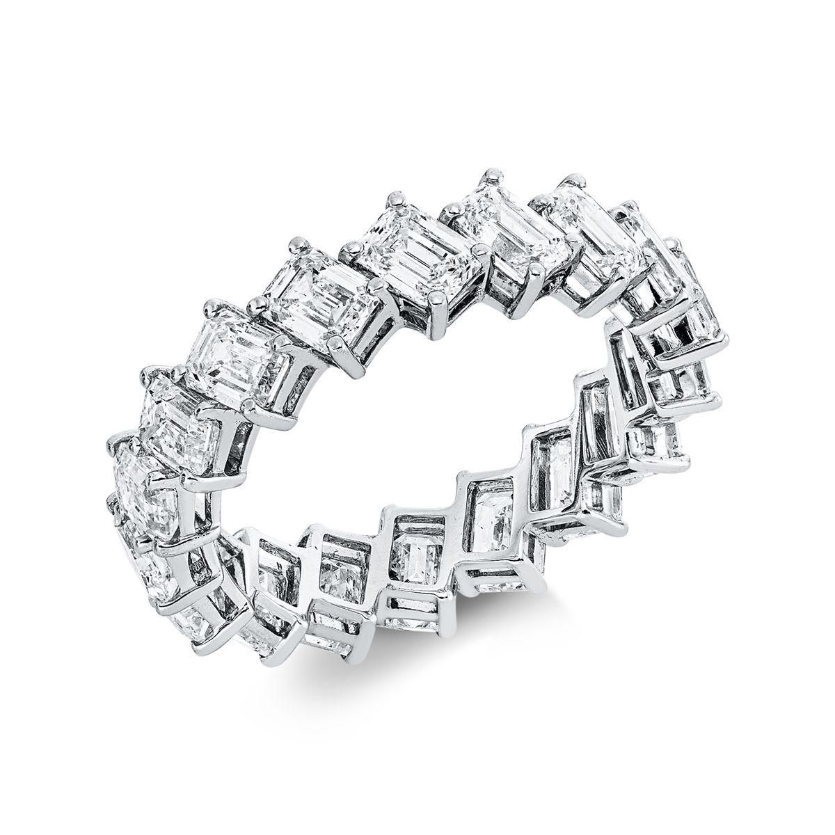 emerald cut  exclusive ring in white gold