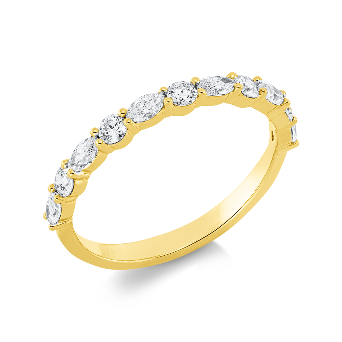 diamond full cut  modern woman ring in yellow gold