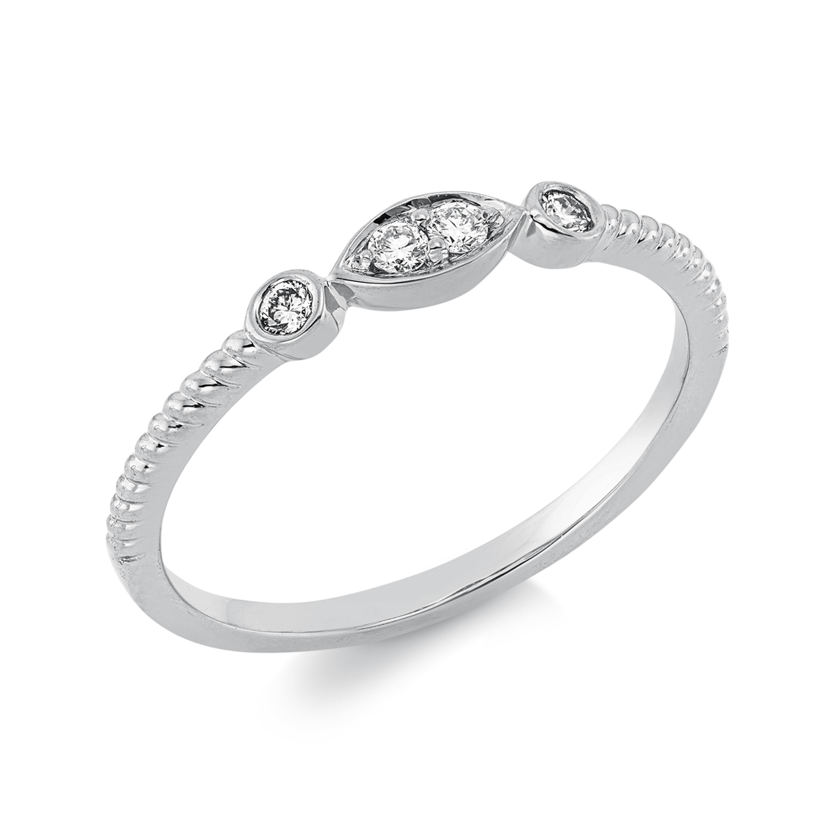 diamond full cut  modern woman ring in white gold