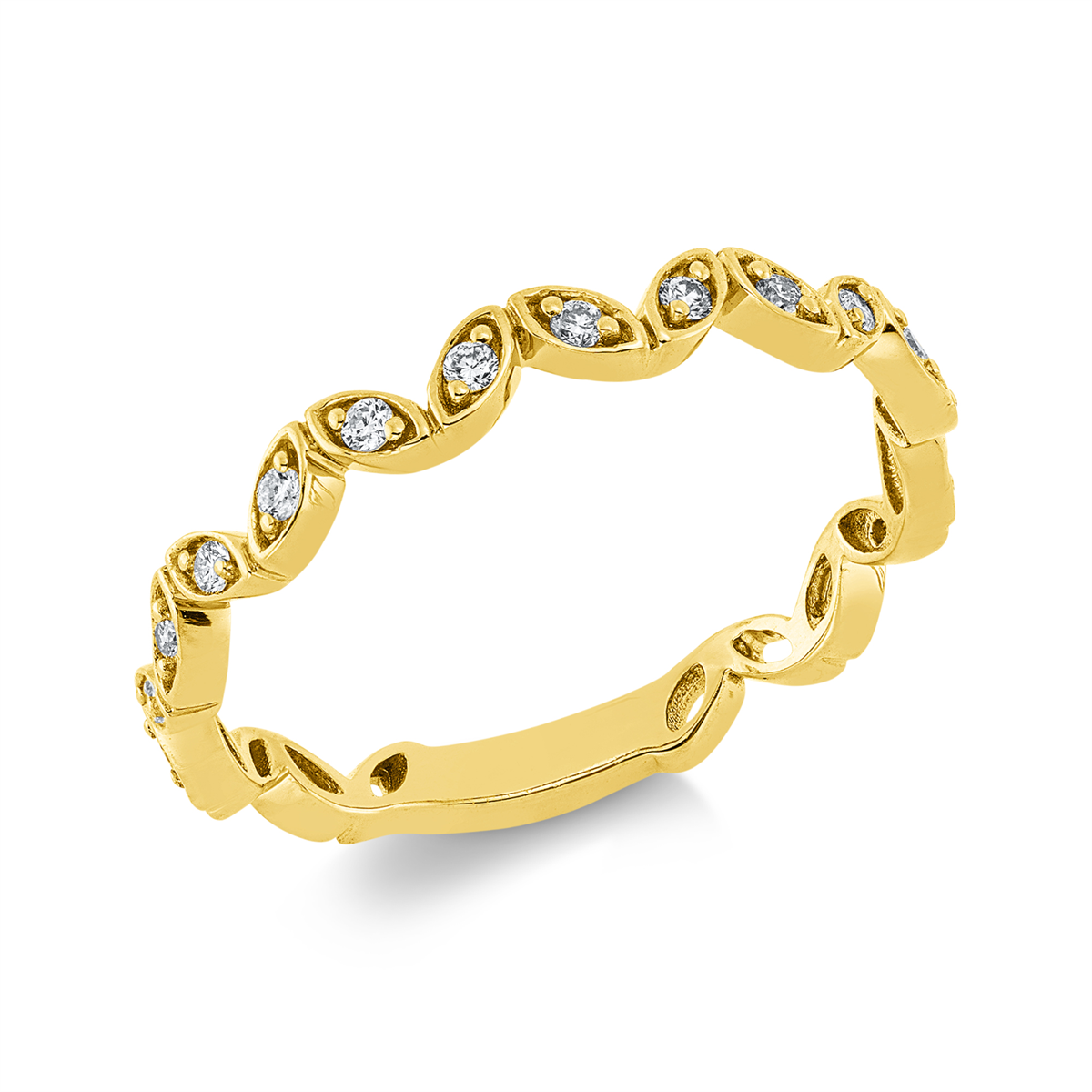 diamond full cut  modern woman ring in yellow gold