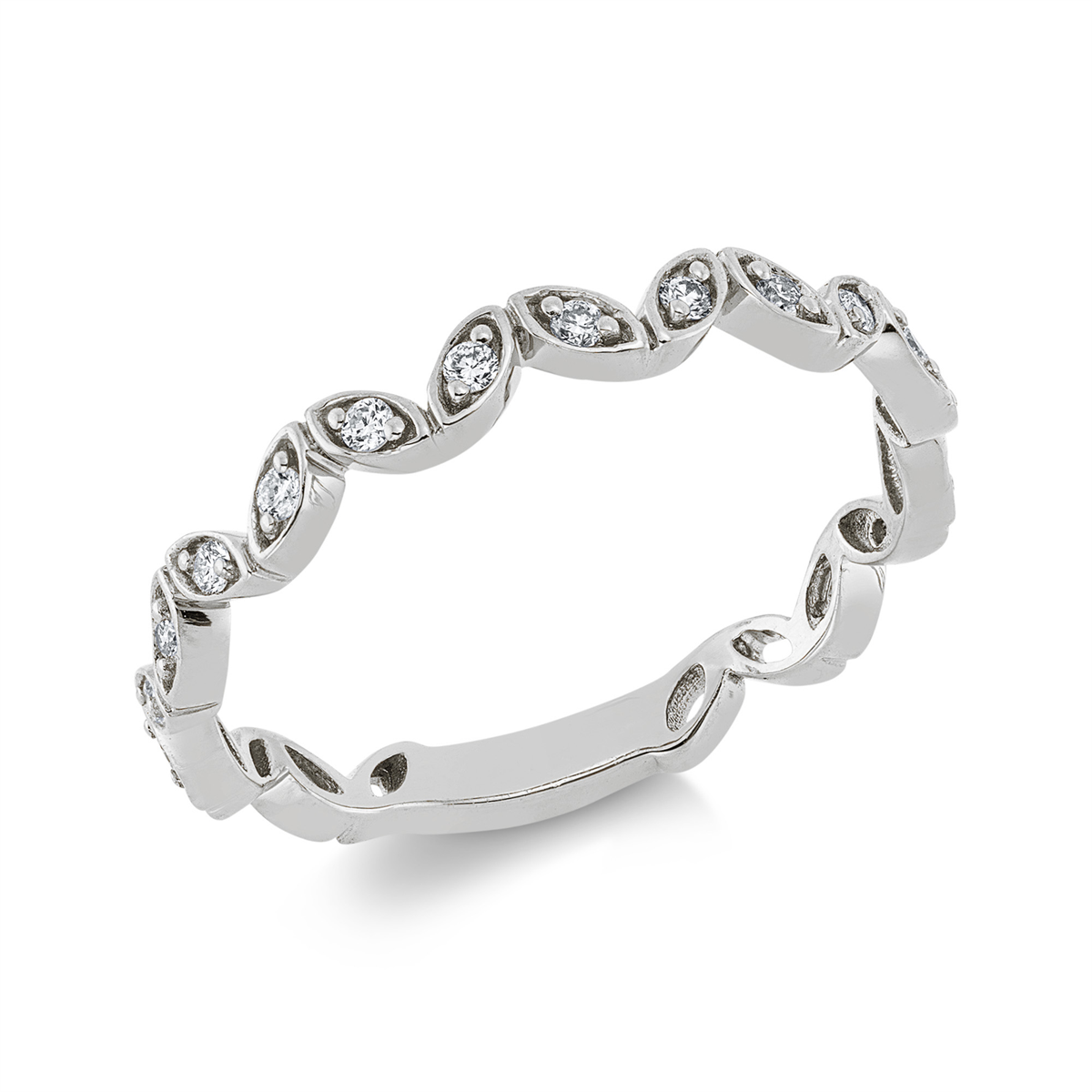 diamond full cut  modern woman ring in white gold
