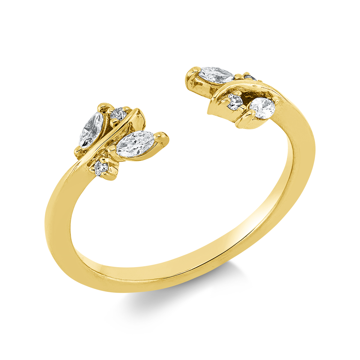 diamond full cut  modern woman ring in yellow gold