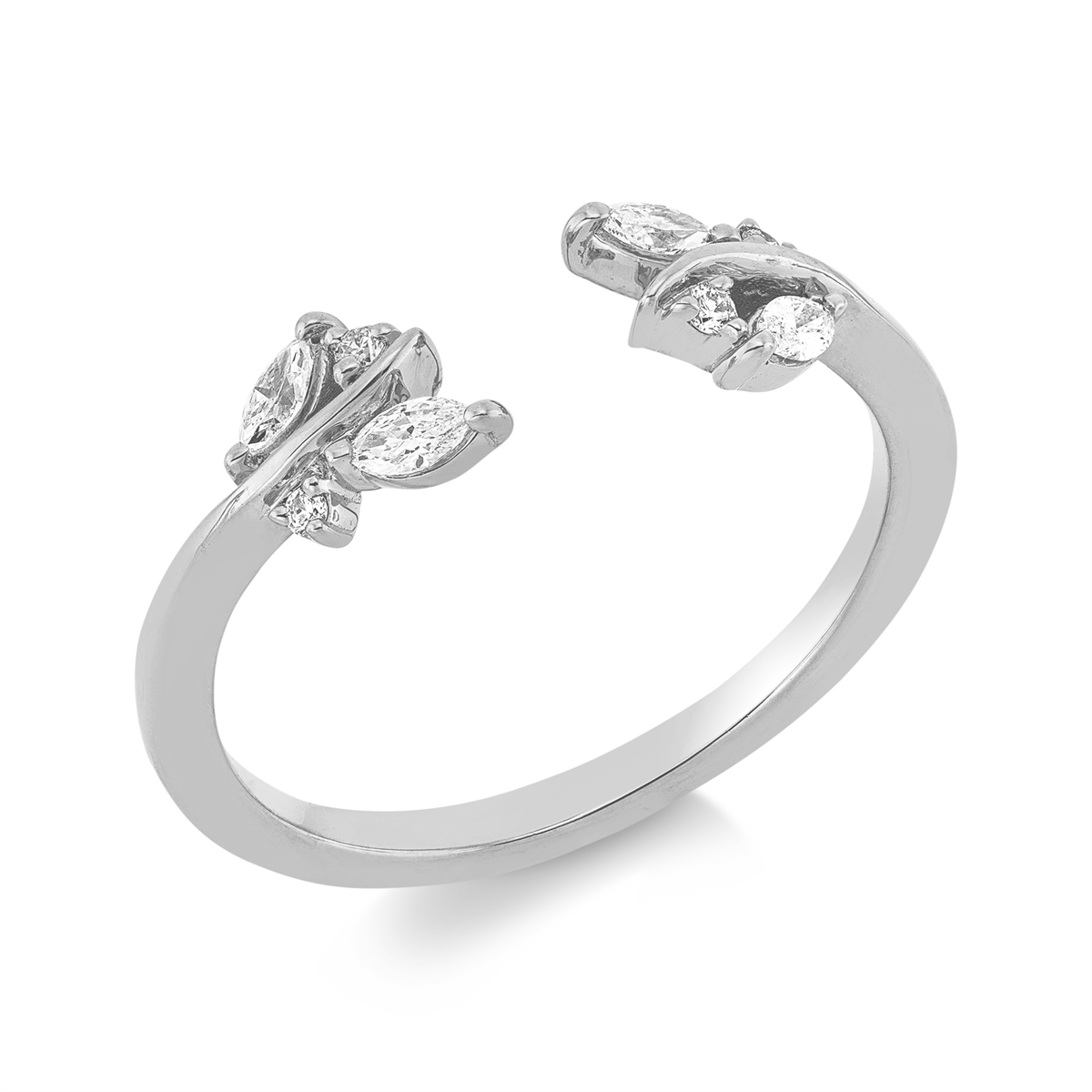 diamond full cut  modern woman ring in white gold