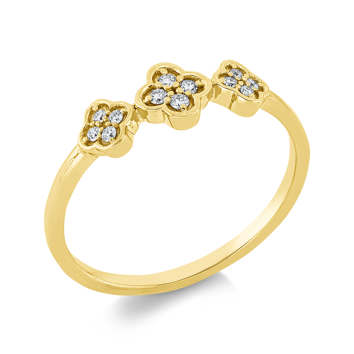 diamond full cut  modern woman ring in yellow gold