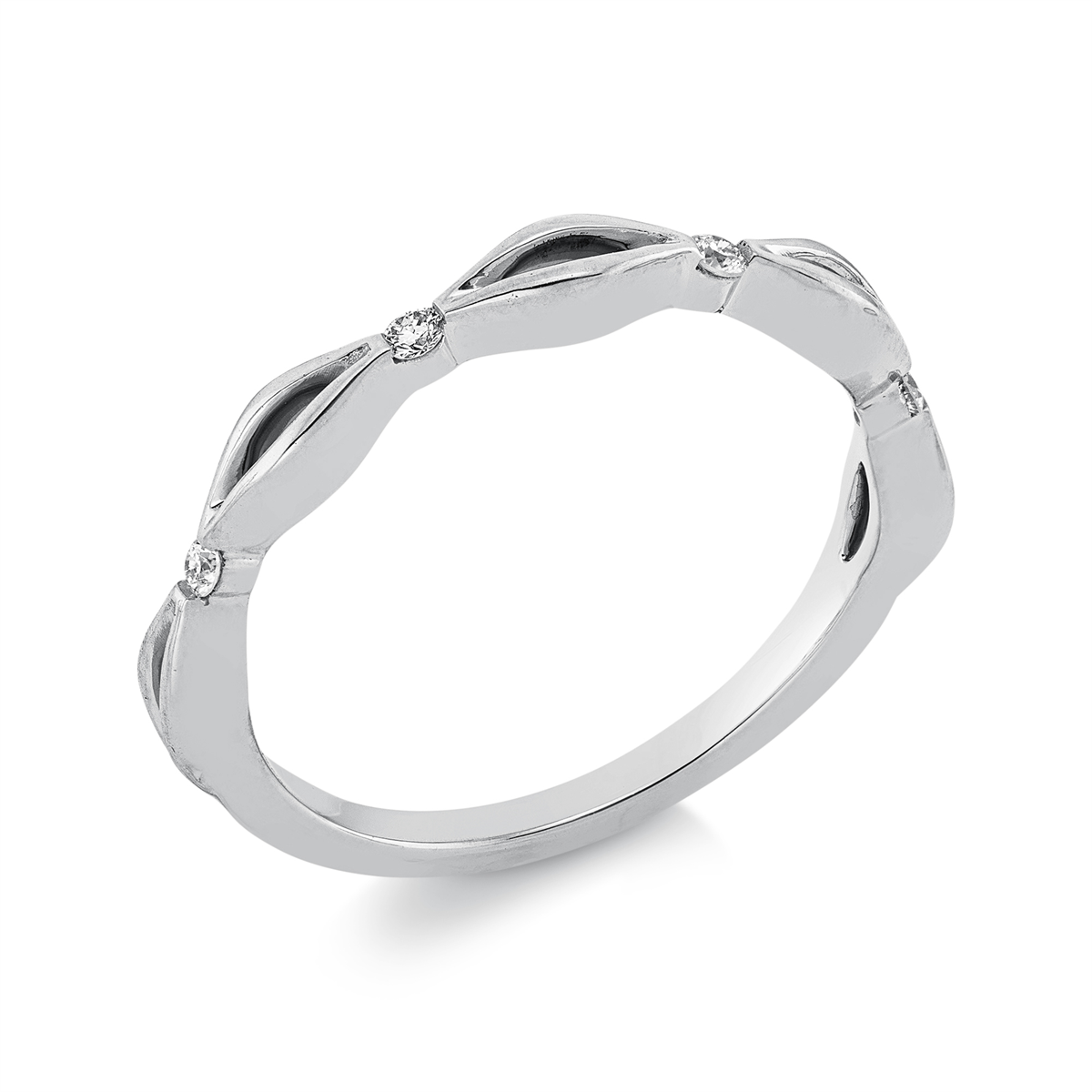 diamond full cut  modern woman ring in white gold