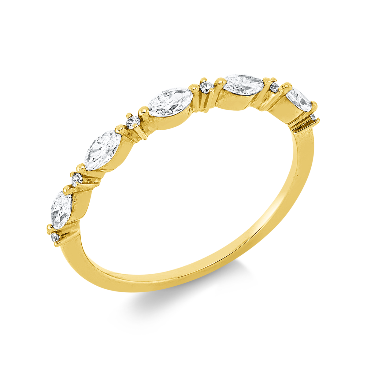 diamond full cut  modern woman ring in yellow gold