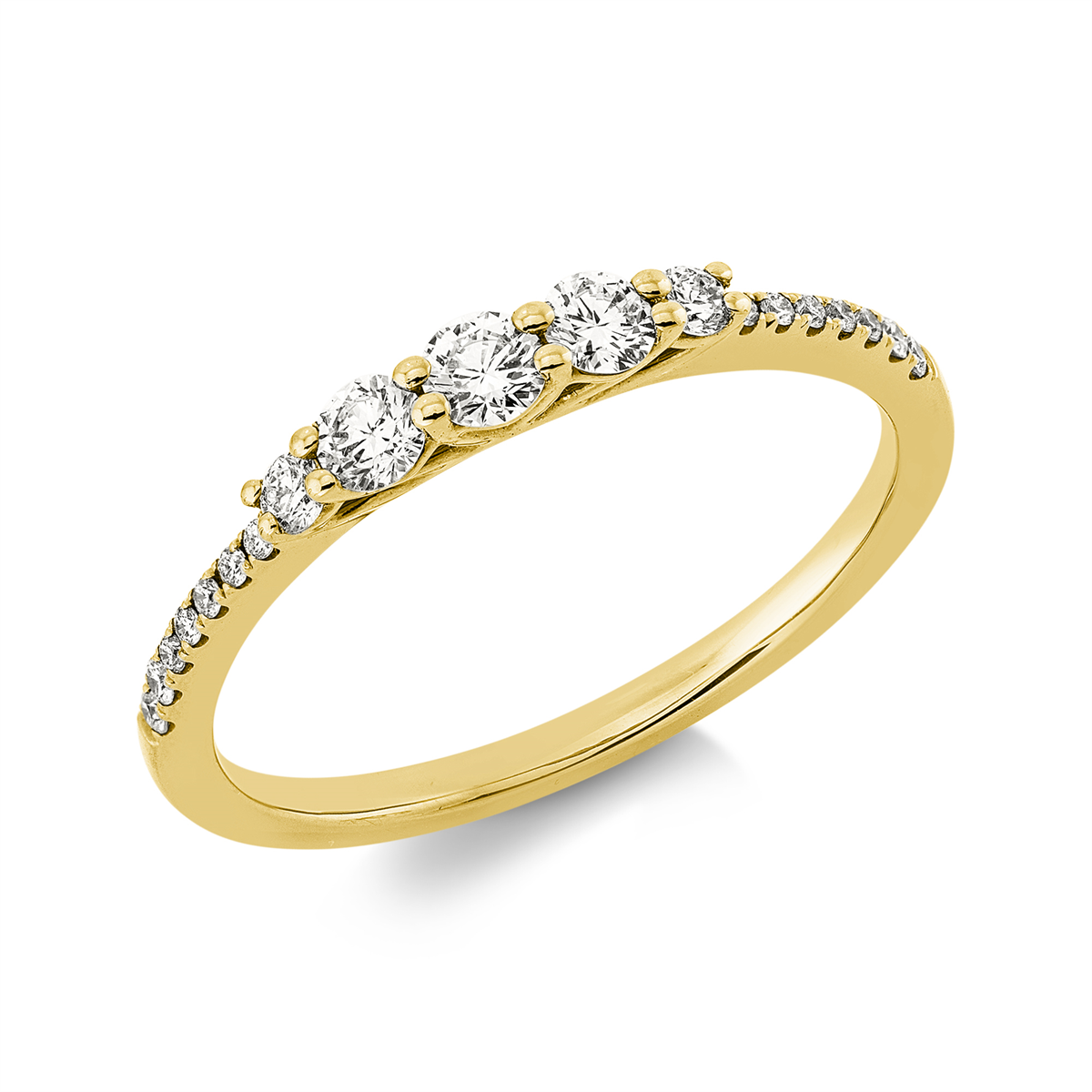 diamond full cut  modern woman ring in yellow gold
