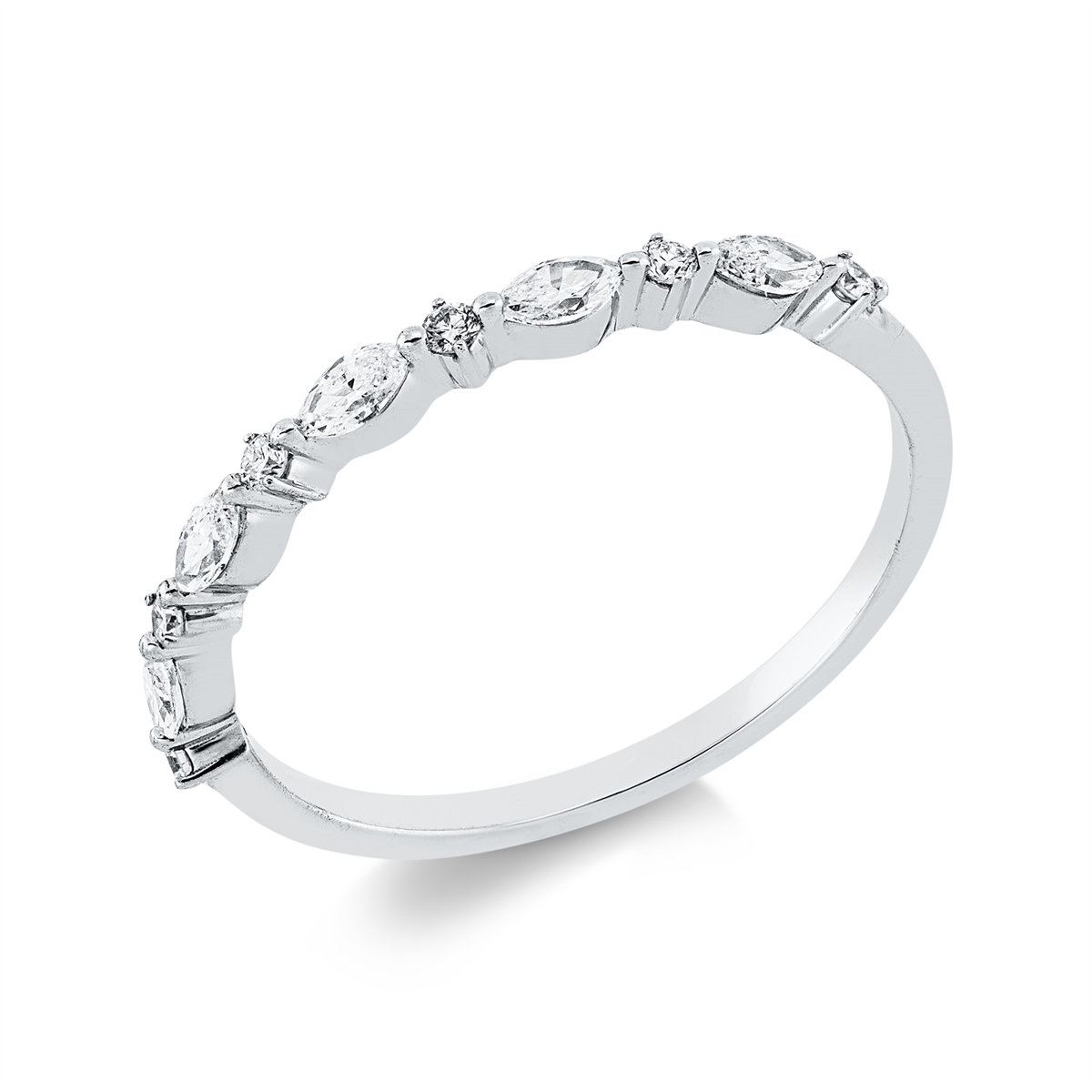 diamond full cut  modern woman ring in white gold