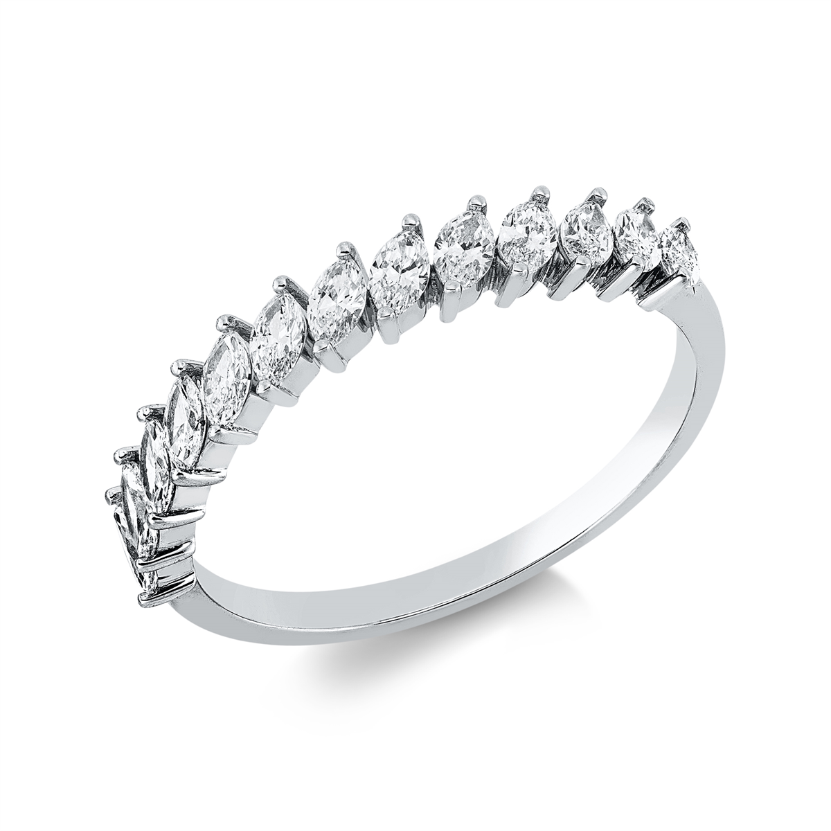 marquise  modern woman ring in white gold
