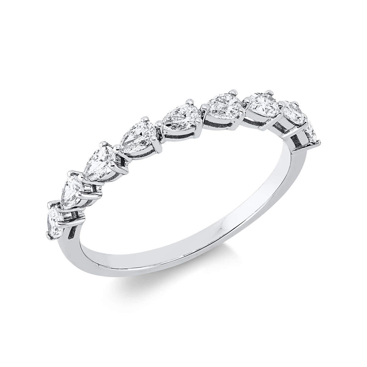 pear shape  modern woman ring in white gold