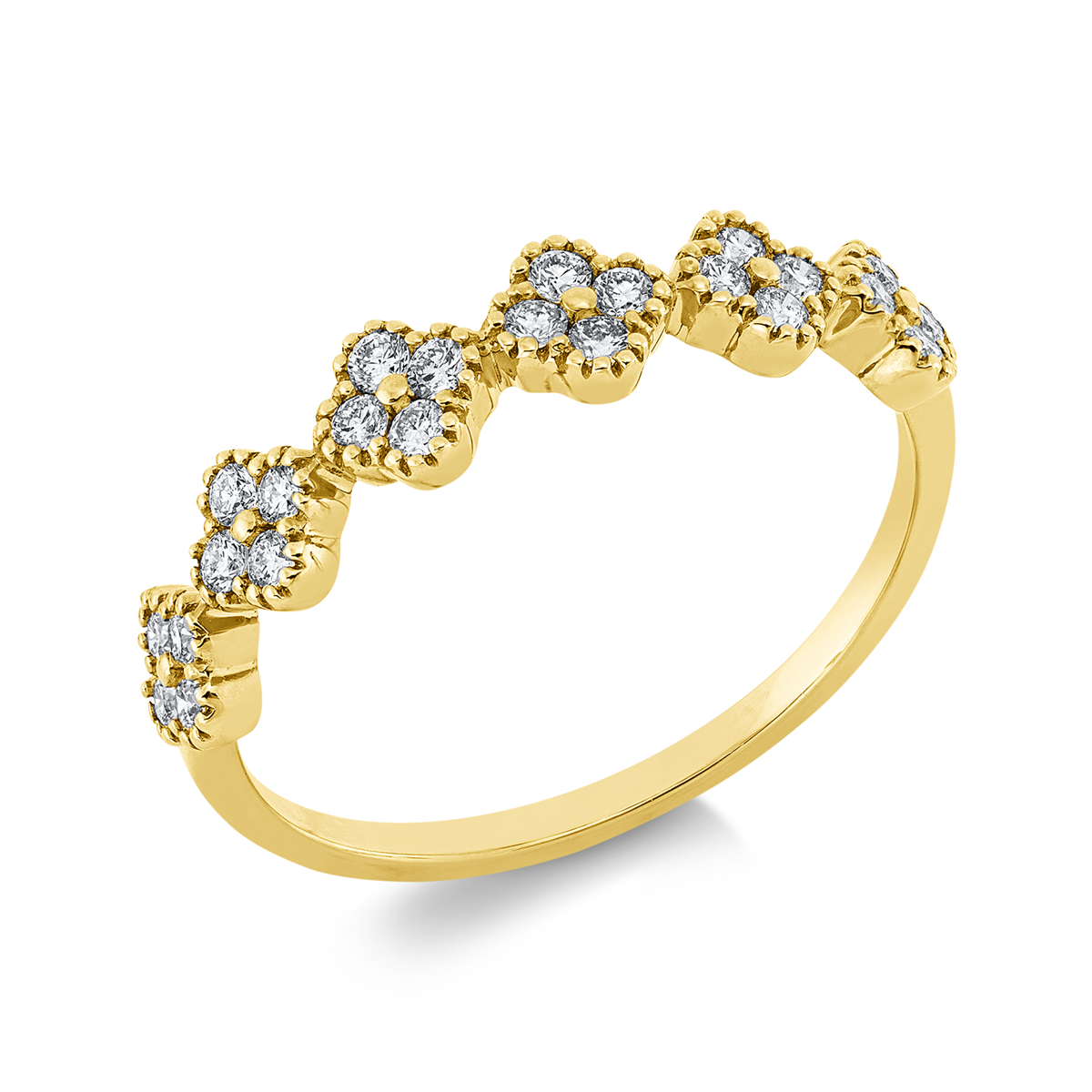diamond full cut  modern woman ring in yellow gold
