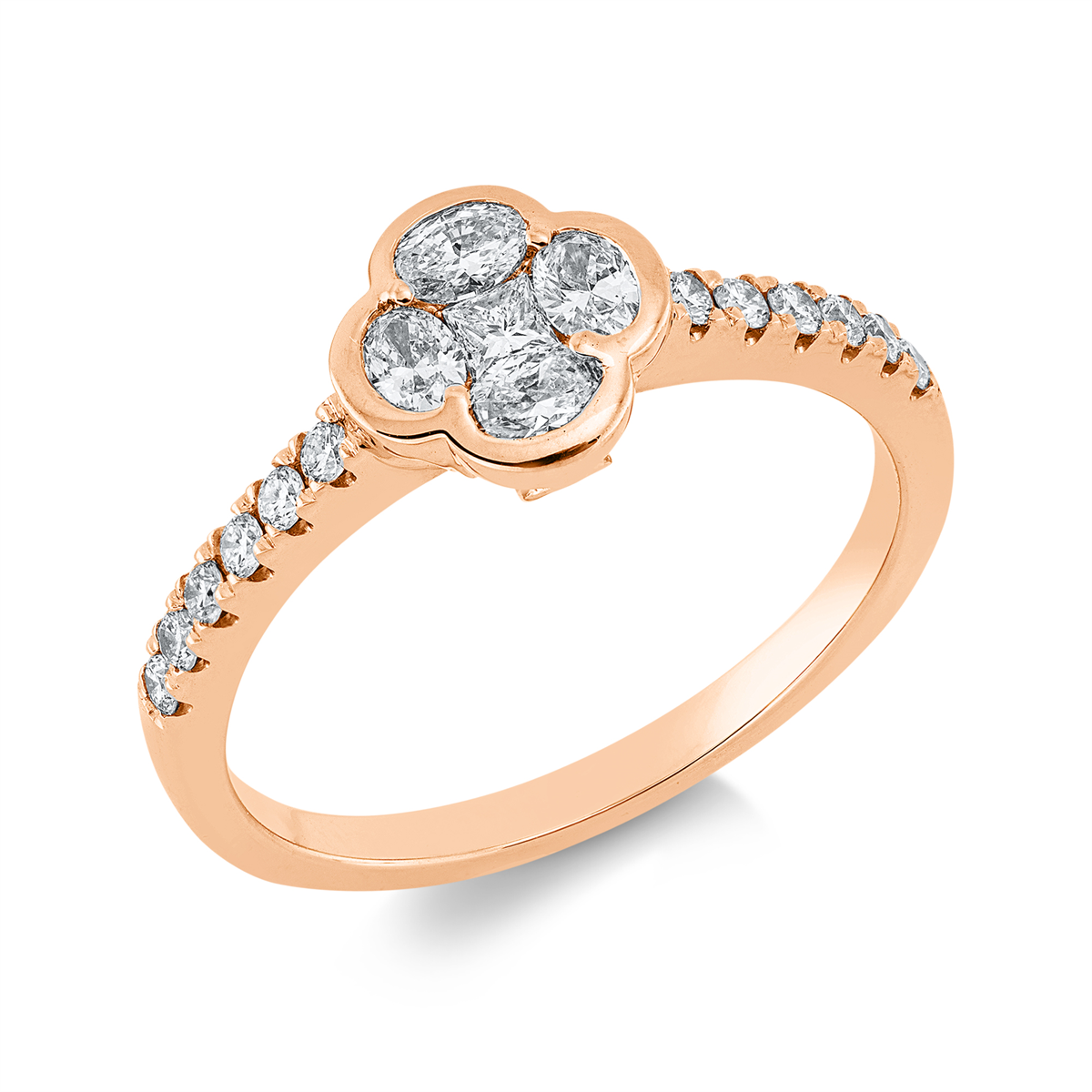 diamond full cut  modern woman ring in red gold