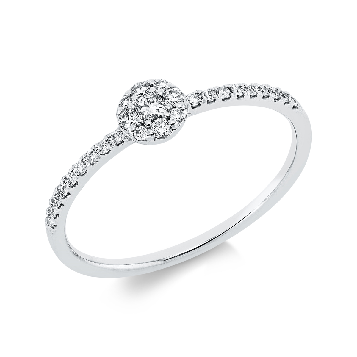 diamond full cut  modern woman ring in white gold