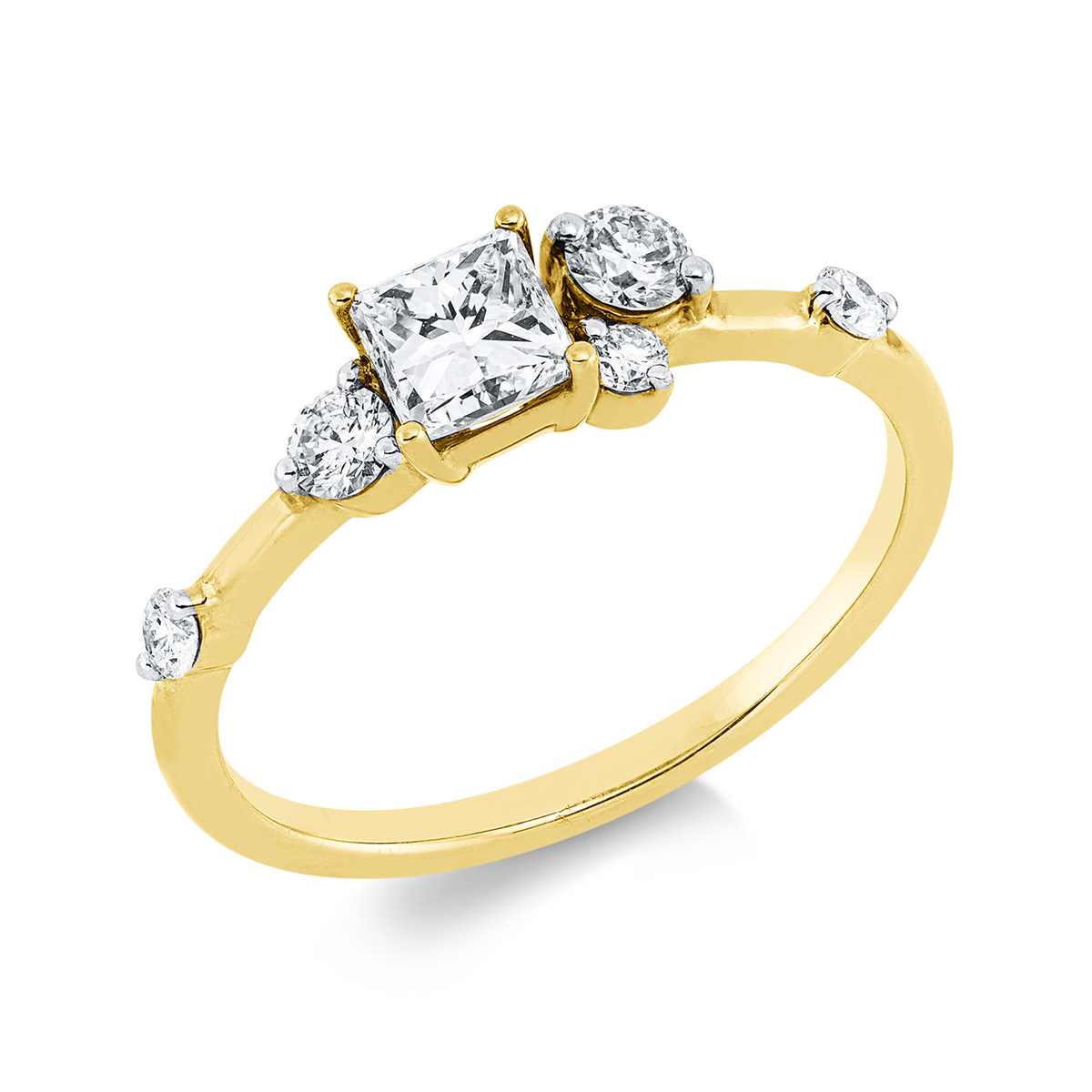 diamond full cut  fancy colored diamond ring in yellow gold