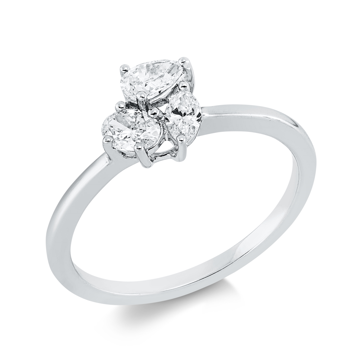 fantasy-cut  modern woman ring in white gold