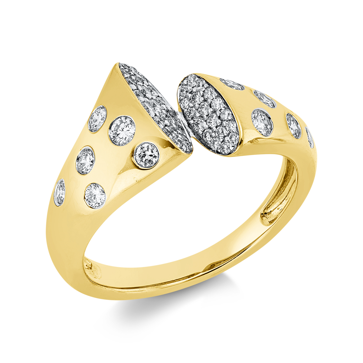 diamond full cut  modern woman ring in yellow gold / white gold