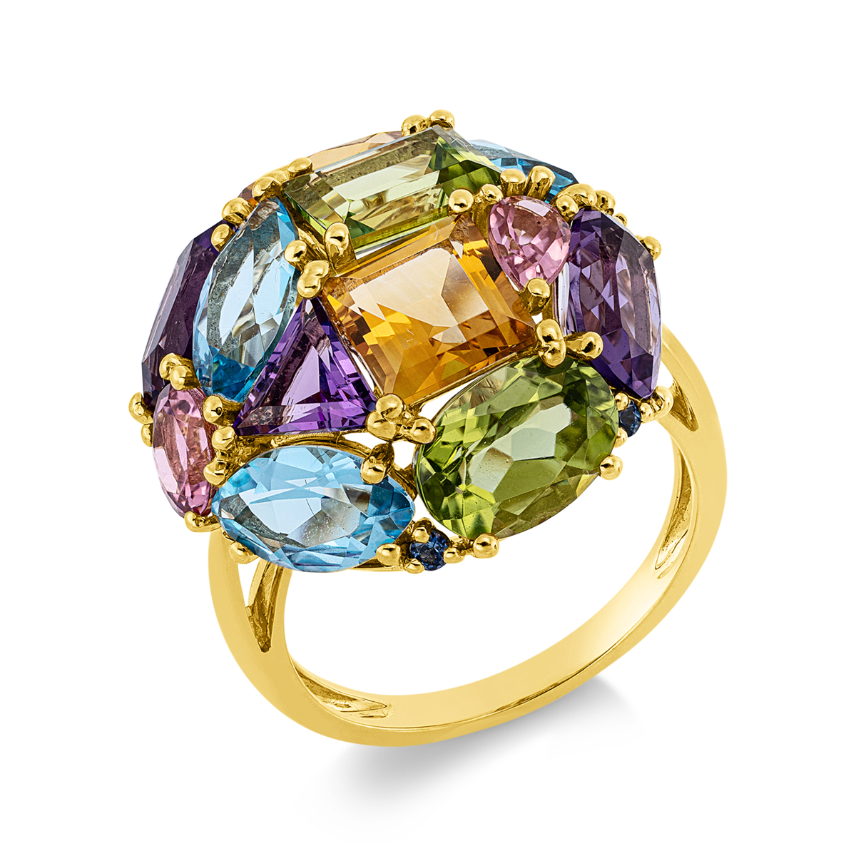 gekleurde stenen mode ring - 1HW47