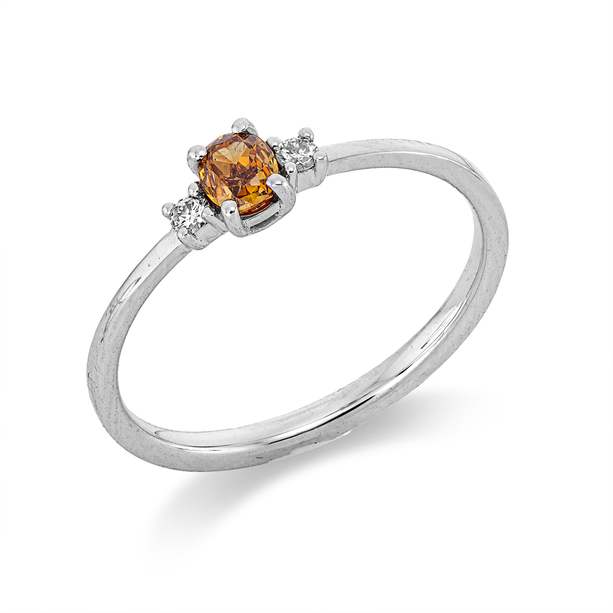 diamond full cut  fancy colored diamond ring in white gold