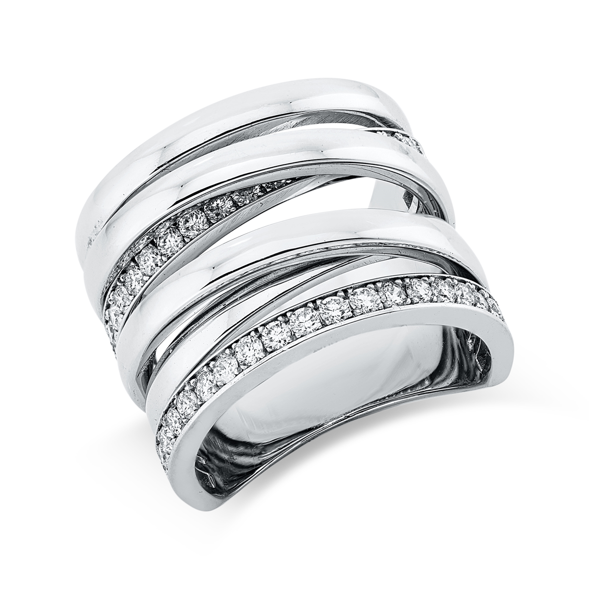 diamond full cut  modern woman ring in white gold
