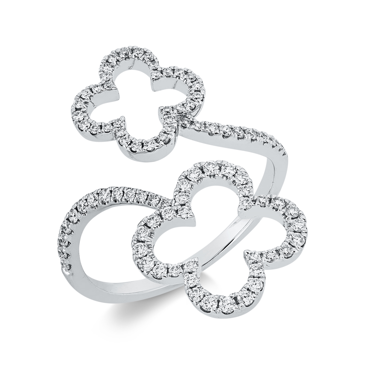diamond full cut  modern woman ring in white gold