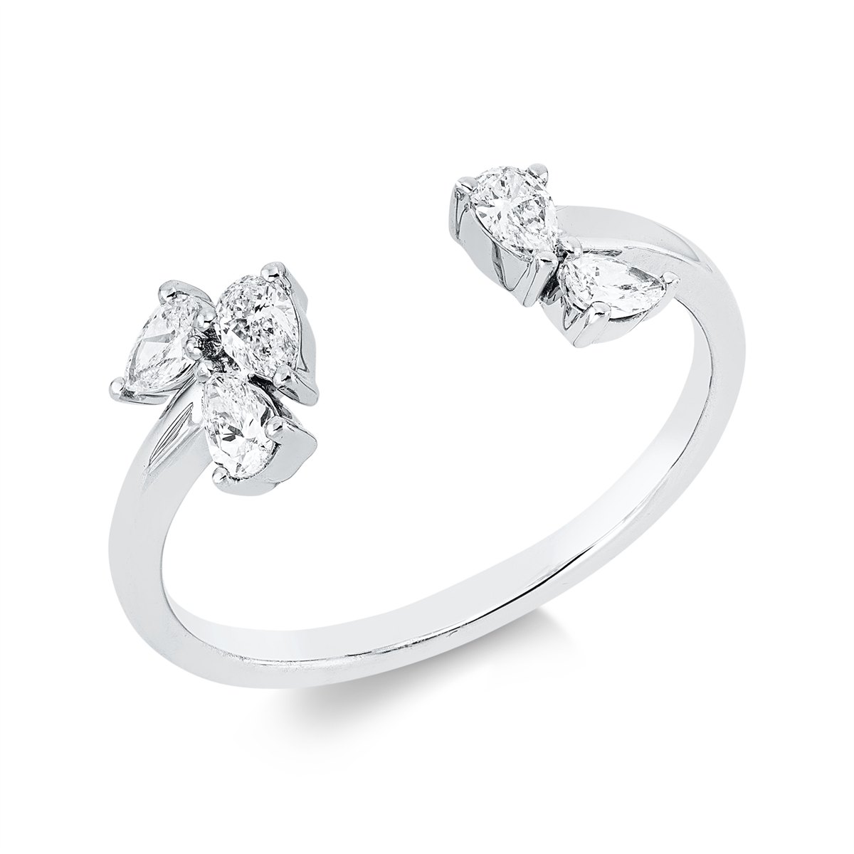pear shape  modern woman ring in white gold